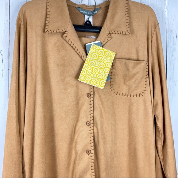 Jessica Holbrook Women Maxi Skirt Set Size L Camel Brown Butter Suede Outfit 2PC - Picture 2 of 13